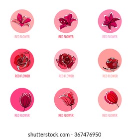 Set with different floral icons.