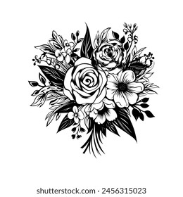Set of different floral linens on a white background