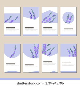 Se establece con diferentes plantillas florales. Tarjetas para su diseño y publicidad