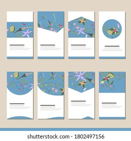 Se establece con diferentes plantillas florales. Tarjetas para su diseño y publicidad