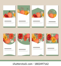 Se establece con diferentes plantillas florales. Tarjetas para su diseño y publicidad