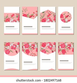 Set with different floral templates. Cards for your design and advertisement