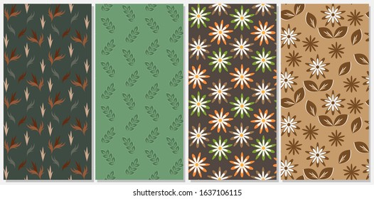 Set of different floral vintage seamless patterns. Collection of backdrop design for wallpaper or clothes