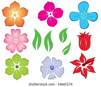 Set of different flower and leaves for self-supporting making floral ornate.