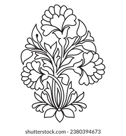 Set of different flower line on white background. Flowers drawing with line-art on white backgrounds. 