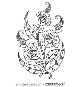 Set of different flower line on white background. Flowers drawing with line-art on white backgrounds. 