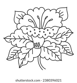Conjunto de diferentes líneas florales sobre fondo blanco. Dibujo de flores con arte lineal sobre fondo blanco. 