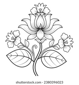 Set of different flower line on white background. Flowers drawing with line-art on white backgrounds. 