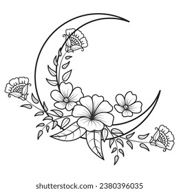 Conjunto de diferentes líneas florales sobre fondo blanco. Dibujo de flores con arte lineal sobre fondo blanco. 
