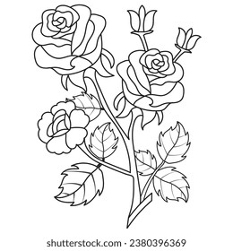 Conjunto de diferentes líneas florales sobre fondo blanco. Dibujo de flores con arte lineal sobre fondo blanco. 