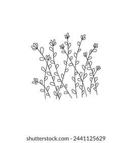 Set of different flower linen on white background. Set of luxury flowers and logo. trendy tiny tattoo design, floral elements vector illustration