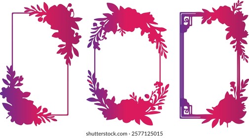 Set of different flowers, brunch and frames from flat editable stroke. Luxury line floral collection for wedding invitation art, design template. Botanical vector See Less.