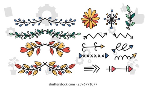 Set of different flowers, brunch and frames from flat editable stroke. Luxury line floral collection for wedding invitation art, design template. Botanical vector