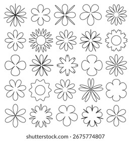 Set of Different Flowers to Color