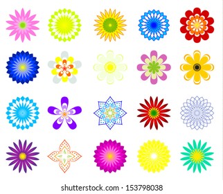 Set of different flowers for decor colorful such a flower logo