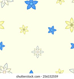 set of different flowers on a light background seamless background