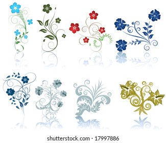 Set of different flowers pattern for making ornate backgrounds