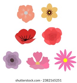 Satz verschiedener Blumen Vektorgrafik. Illustration von Blumenfrüchten. Perfekt für Sticker, Poster, Instagram Posts, Grußkarten oder Einladungs-Design