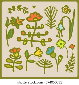 Set of different flowers.Vector