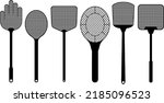 Set of different fly swatters isolated on white