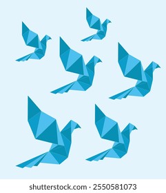 Satz von verschiedenen fliegenden abstrakten Vögel im Stil