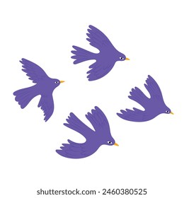 Set of different flying birds icons.