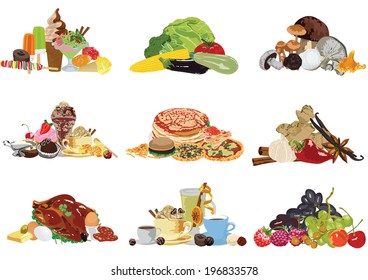 Set of different food 