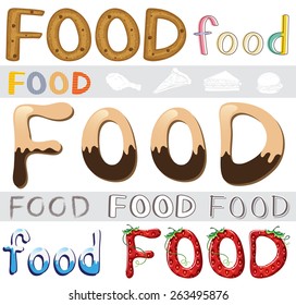 Set of the different food artwork on a white background