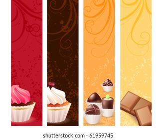 Set of different food banners