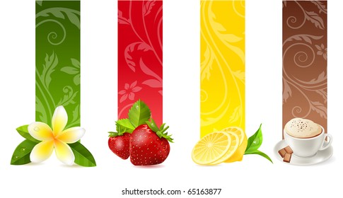 Set of different food banners