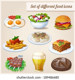 Set of different food icons.  