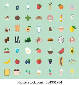 set with different food icons, vector illustration