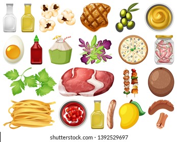 Set of different food illustration