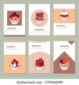 Conjunto com diferentes modelos de alimentos. Cartões para design de restaurante e café, menu, cartões de visita e anúncio