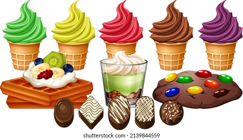 Set of different foods illustration
