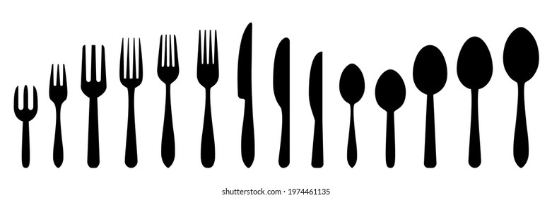 Set different fork, spoon and knife icons sign - stock vector