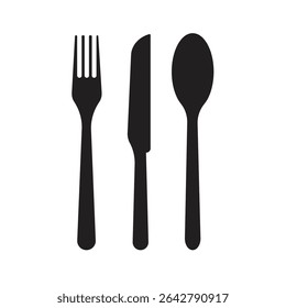 Set different fork, spoon and knife icons sign. Silverware icons. Logotype menu. Menu symbol. Black silverware icon. Vector illustration.