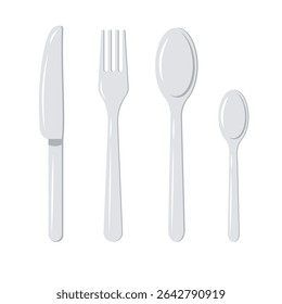 Set different fork, spoon and knife icons sign. Silverware icons. Logotype menu. Menu symbol. Black silverware icon. Vector illustration.