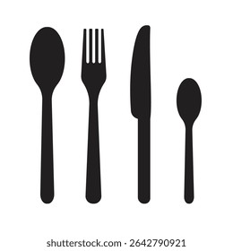 Set different fork, spoon and knife icons sign. Silverware icons. Logotype menu. Menu symbol. Black silverware icon. Vector illustration.
