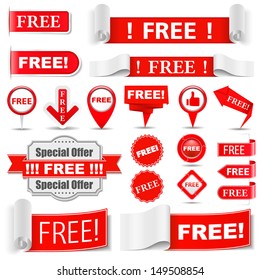 Set of different free labels, vector eps10 illustration