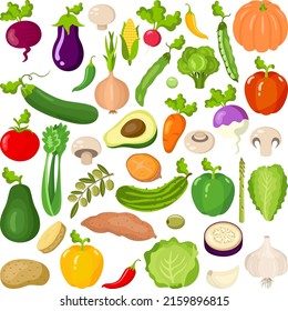 Set of different fresh vegetables
