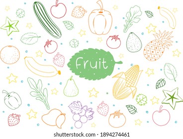 Set verschiedener Obstdoodle einzeln auf weißem Hintergrund