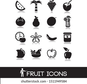 Set with different fruit icons.