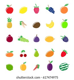 Set Fruits Blackandwhite Linear Elements Colored Stock Vector (Royalty ...