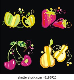 Set of different fruits