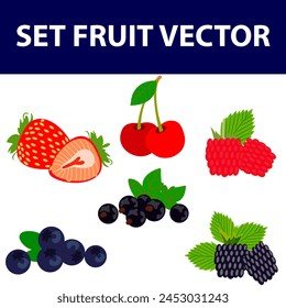 Set of different fruits and berries