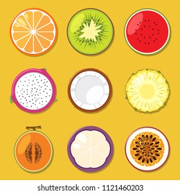 Set of different fruits  illustration