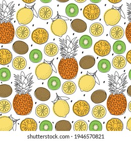 verschiedene Früchte. frische Obstplantagen. natürliche exotische, tropische, gesunde Früchte