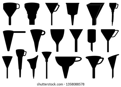 Set of different funnels isolated on white