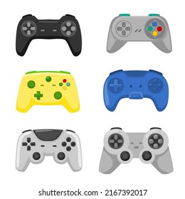 Set of different game controller or joystick game equipment, vector illustration 